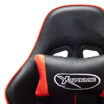  Gaming-Stuhl mit Fußstütze Schwarz und Rot Kunstleder