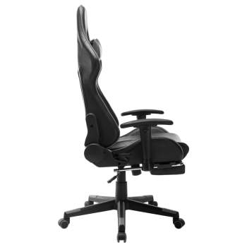  Gaming-Stuhl mit Fußstütze Schwarz und Grau Kunstleder