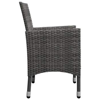  3-tlg. Bistro-Set Poly Rattan und Hartglas Grau 