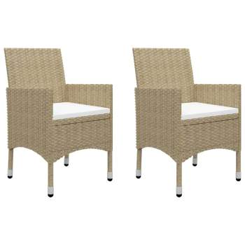  3-tlg. Bistro-Set Poly Rattan und Hartglas Beige 