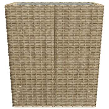  3-tlg. Bistro-Set Poly Rattan und Hartglas Beige 