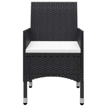  3-tlg. Bistro-Set Poly Rattan und Hartglas Schwarz