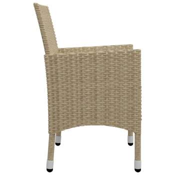  3-tlg. Bistro-Set Poly Rattan und Hartglas Beige