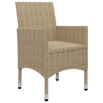  3-tlg. Bistro-Set Poly Rattan und Hartglas Beige