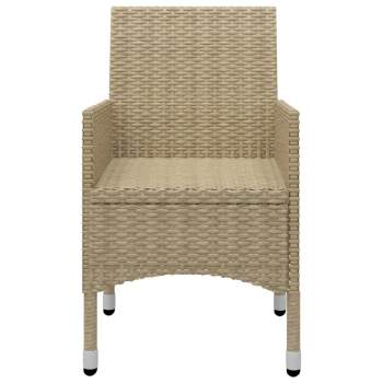  3-tlg. Bistro-Set Poly Rattan und Hartglas Beige