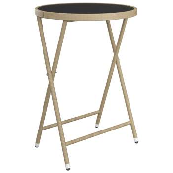  3-tlg. Bistro-Set Poly Rattan und Hartglas Beige
