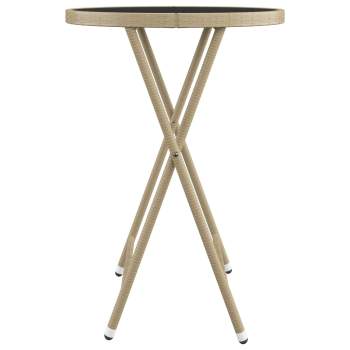  3-tlg. Bistro-Set Poly Rattan und Hartglas Beige