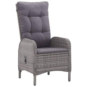  3-tlg. Bistro-Set Poly Rattan und Glas Grau