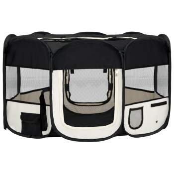 Preview:  Faltbarer Welpenlaufstall mit Tragetasche Schwarz 145x145x61 cm