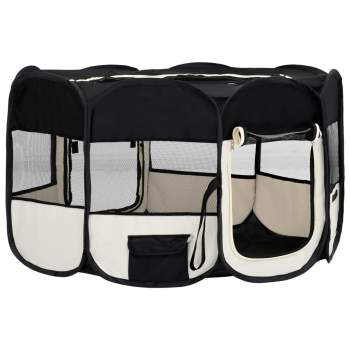 Preview:  Faltbarer Welpenlaufstall mit Tragetasche Schwarz 145x145x61 cm