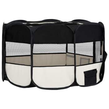 Preview:  Faltbarer Welpenlaufstall mit Tragetasche Schwarz 145x145x61 cm
