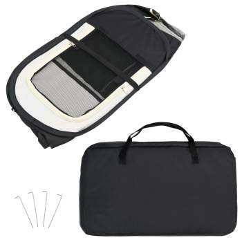  Faltbarer Welpenlaufstall mit Tragetasche Schwarz 145x145x61 cm
