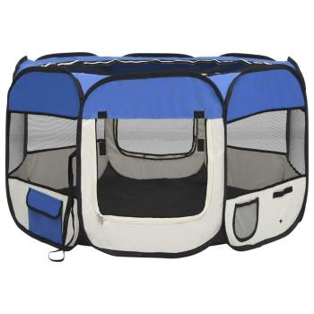 Preview:  Faltbarer Welpenlaufstall mit Tragetasche Blau 110x110x58 cm