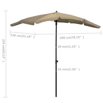  Sonnenschirm mit Mast 200x130 cm Taupe