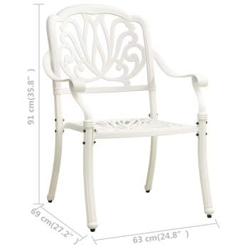 Gartenstühle 2 Stk. Aluminiumguss Weiß