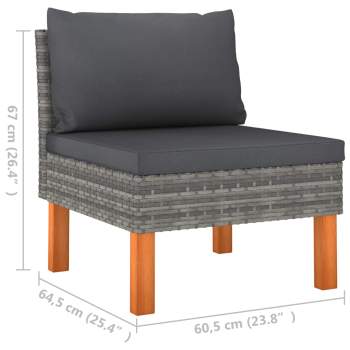 Mittelsofas 2 Stk. Poly Rattan und Eukalyptus Massivholz