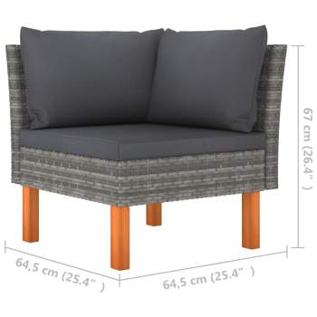 3-tlg. Garten-Lounge-Set Poly Rattan und Eukalyptus Massivholz