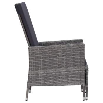  3-tlg. Garten-Lounge-Set mit Kissen Poly Rattan Grau