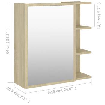  Bad-Spiegelschrank Sonoma-Eiche 62,5x20,5x64 cm Holzwerkstoff