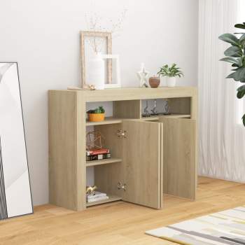 Sideboard mit LED-Leuchten Sonoma-Eiche 115,5x30x75 cm