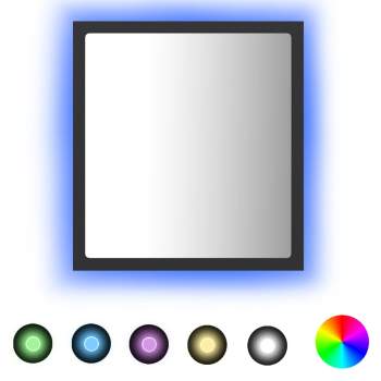  LED-Badspiegel Grau 40x8,5x37 cm Acryl