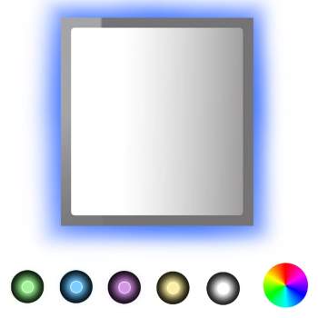  LED-Badspiegel Hochglanz-Grau 40x8,5x37 cm Acryl
