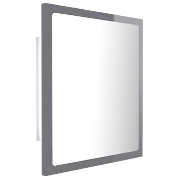  LED-Badspiegel Hochglanz-Grau 40x8,5x37 cm Acryl