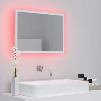  LED-Badspiegel Weiß 60x8,5x37 cm Acryl