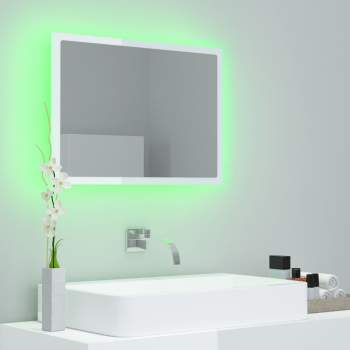  LED-Badspiegel Hochglanz-Weiß 60x8,5x37 cm Acryl