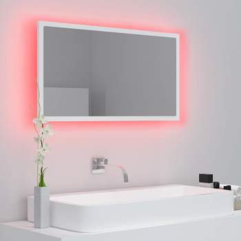  LED-Badspiegel Weiß 80x8,5x37 cm Acryl