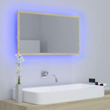 LED-Badspiegel Sonoma-Eiche 80x8,5x37 cm Acryl
