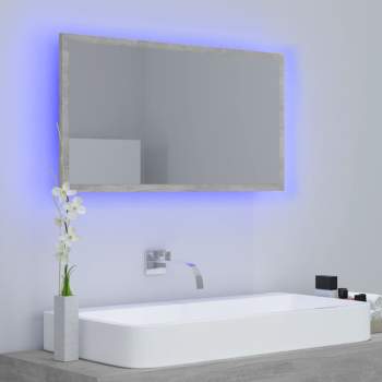  LED-Badspiegel Betongrau 80x8,5x37 cm Acryl