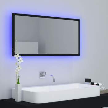  LED-Badspiegel Schwarz 90x8,5x37 cm Acryl