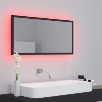  LED-Badspiegel Grau 90x8,5x37 cm Acryl