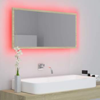  LED-Badspiegel Sonoma-Eiche 90x8,5x37 cm Acryl