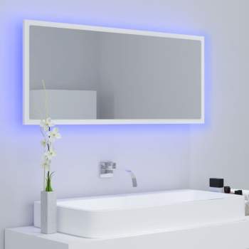 LED-Badspiegel Weiß 100x8,5x37 cm Acryl