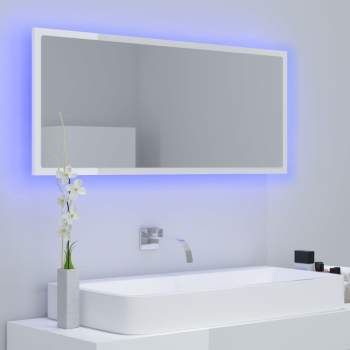  LED-Badspiegel Hochglanz-Weiß 100x8,5x37 cm Acryl