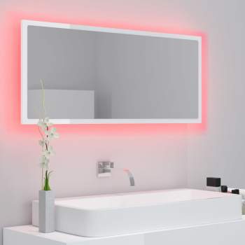  LED-Badspiegel Hochglanz-Weiß 100x8,5x37 cm Acryl