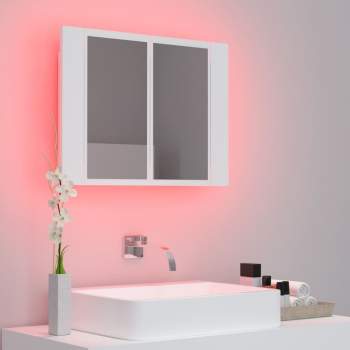  LED-Bad-Spiegelschrank Weiß 60x12x45 cm Acryl
