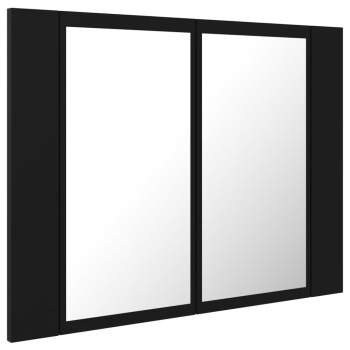  LED-Bad-Spiegelschrank Schwarz 60x12x45 cm Acryl