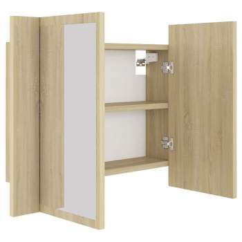  LED-Bad-Spiegelschrank Sonoma-Eiche 60x12x45 cm Acryl