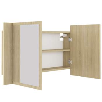  LED-Bad-Spiegelschrank Sonoma-Eiche 80x12x45 cm Acryl