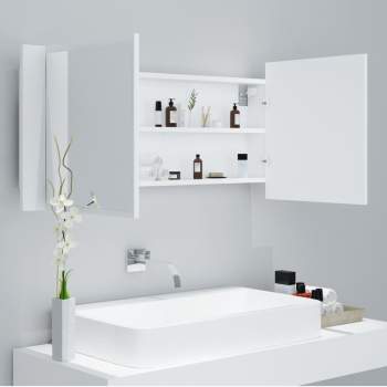 LED-Bad-Spiegelschrank Weiß 100x12x45 cm Acryl