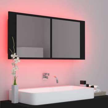  LED-Bad-Spiegelschrank Schwarz 100x12x45 cm Acryl