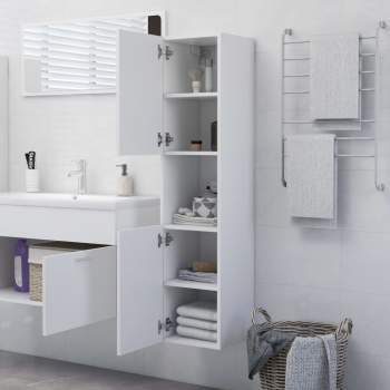 Badezimmerschrank Weiß 30x30x130 cm Holzwerkstoff