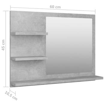  Badspiegel Betongrau 60x10,5x45 cm Holzwerkstoff