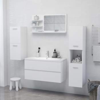  Badspiegel Weiß 90x10,5x45 cm Holzwerkstoff