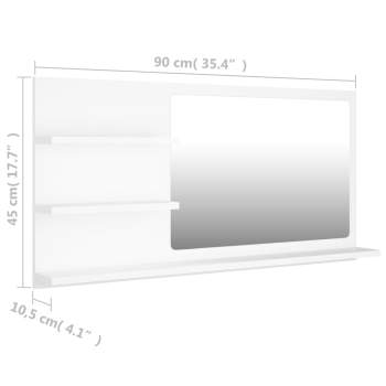  Badspiegel Weiß 90x10,5x45 cm Holzwerkstoff