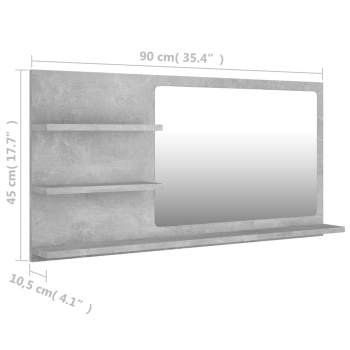  Badspiegel Betongrau 90x10,5x45 cm Holzwerkstoff