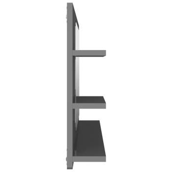  Badspiegel Hochglanz-Grau 90x10,5x45 cm Holzwerkstoff